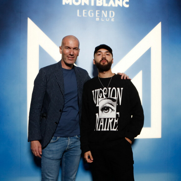 Exclusif - Zinédine Zidane, Oli - Soirée de lancement du parfum Montblanc "Legend Blue" au Victoria à Paris le 3 avril 2024. Z. Zidane incarne depuis septembre 2022 les valeurs de la ligne Montblanc Legend et prête à nouveau son visage pour la campagne du parfum Legend Blue. © Rachid Bellak/Bestimage