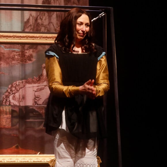 Exclusif - Karina Marimon - Générale de la pièce "La Joconde parle enfin" écrite par L. Ruquier au théâtre de l'oeuvre à Paris, France, le 04 avril 2024. © Christophe Clovis / Bestimage 