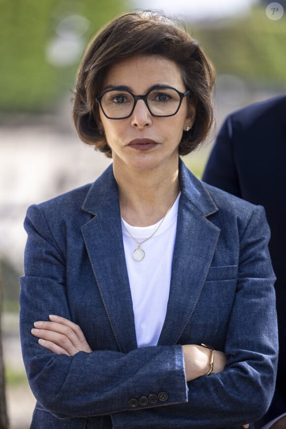 Rachida Dati - Inauguration par Mme Rachida DATI, ministre de la Culture, des terrasses Rose Valland au jardin des Tuileries à Paris le 12 avril 2024. © Olivier Borde / Bestimage