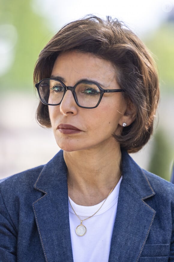 Rachida Dati - Inauguration par Mme Rachida DATI, ministre de la Culture, des terrasses Rose Valland au jardin des Tuileries à Paris le 12 avril 2024. © Olivier Borde / Bestimage