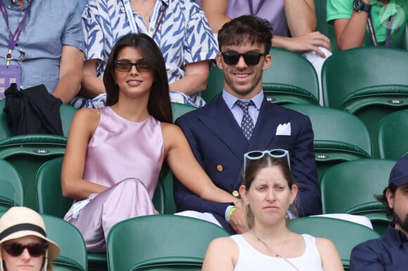 Pierre Gasly et Francisca Gomes lors de la huitième journée des championnats de tennis de Wimbledon à Londres, au Royaume-Uni, le 10 juillet 2023. Photo par Stephen Lock / i-Images/ABACAPRESS.COM