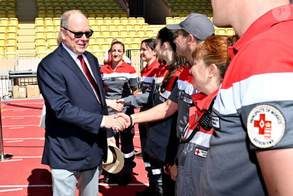 Le prince Albert II de Monaco et la princesse Charlene de Monaco ont assisté aux phases finales du 12eme Tournoi Sainte Devote au stade Louis II de Monaco, le 20 avril 2024.