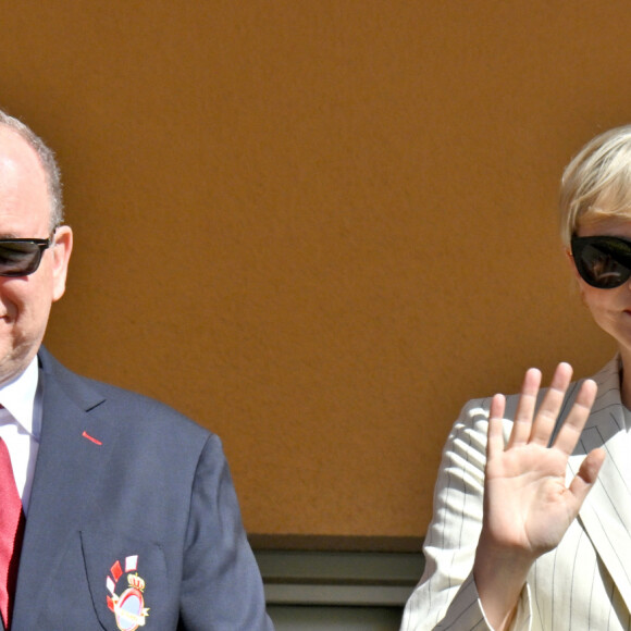 Le prince Albert II de Monaco et la princesse Charlene de Monaco ont assisté aux phases finales du 12eme Tournoi Sainte Devote au stade Louis II de Monaco, le 20 avril 2024.