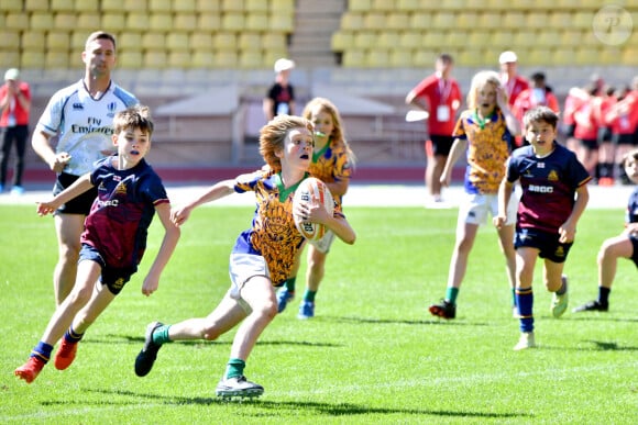 Le prince Albert II de Monaco et la princesse Charlene de Monaco ont assisté aux phases finales du 12eme Tournoi Sainte Devote au stade Louis II de Monaco, le 20 avril 2024.