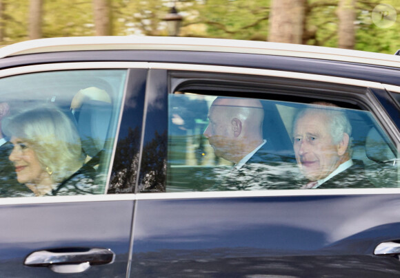 La reine Camilla et le roi Charles quittent Clarence House à Londres, Angleterre, Royaume-Uni, le 17 avril 2024. Photo par News Licensing/ABACAPRES.COM