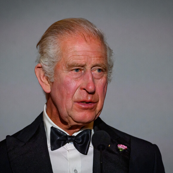 Le roi Charles III assiste au banquet d'État à la Galerie des Glaces du château de Versailles, le mercredi 20 septembre 2023, à Versailles, en France, lors de la première journée de la visite d'État du couple royal britannique dans le pays. Photo par Eric Tschaen/Pool/ABACAPRESS.COM