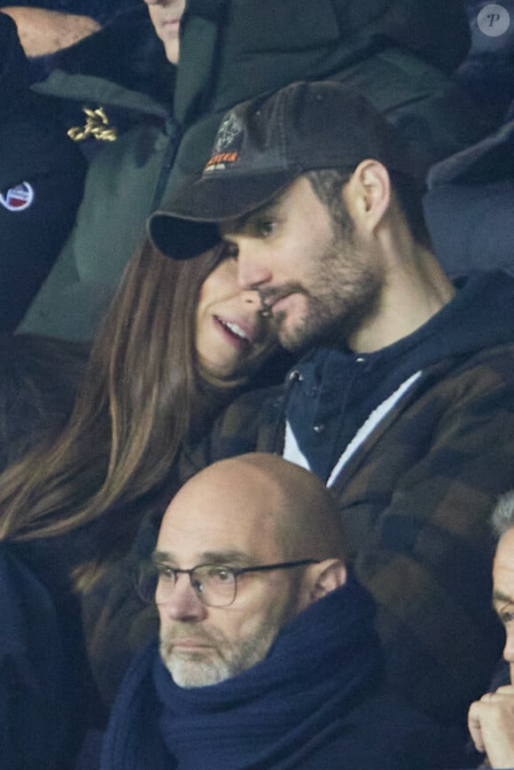 Exclusif - Louis Sarkozy et sa femme Natali Husic - People en tribunes du match de Ligue 1 Uber Eats "PSG contre Reims" (1-1) au Parc des Princes à Paris le 29 janvier 2023. 