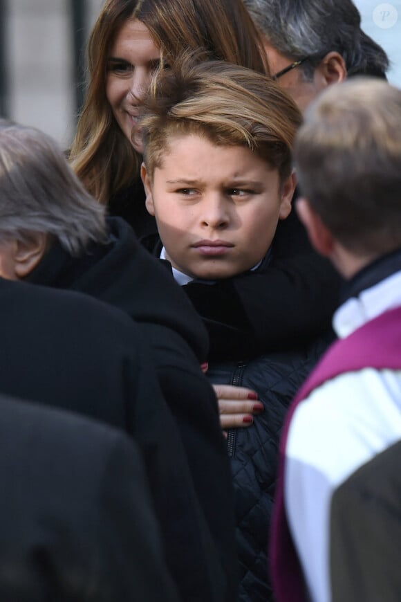 Cameron Smet, le fils d'Alexandra Pastor, lors de la cérémonie funéraire organisée en mémoire de Johnny Hallyday à Paris. Photo par Aurore Marechal/ABACAPRESS.COM