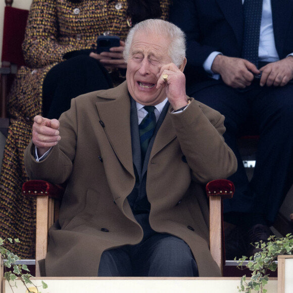 Le roi Charles III d'Angleterre lors du Pony Club Mounted au Royal Windsor Horse Show à Windsor le 30 mai 2024. 