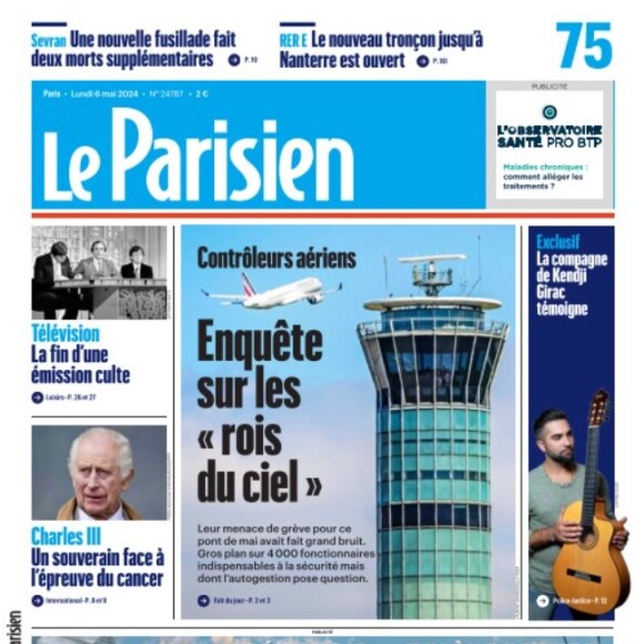 Edition du "Parisien" dévoilé ce lundi 6 mai 2024.