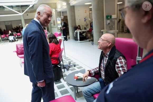 Le roi Charles III d'Angleterre en visite au "University College Hospital Macmillan Cancer Centre" à Londres. Le 30 avril 2024 