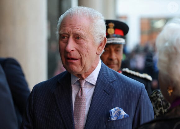 Le roi Charles III d'Angleterre à son arrivée et sortie du "University College Hospital Macmillan Cancer Centre" à Londres. Le 30 avril 2024 