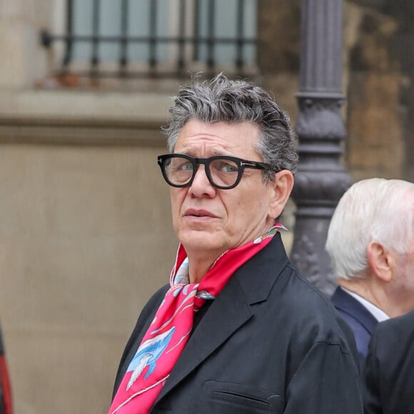 Marc Lavoine - Sorties des obsèques du prince Jean-Stanislas Poniatowski en l'Eglise polonaise à Paris, France, le 29 avril 2024. © Jacovides-Moreau/Bestimage 