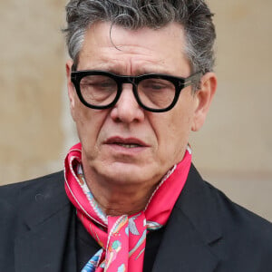 Marc Lavoine - Sorties des obsèques du prince Jean-Stanislas Poniatowski en l'Eglise polonaise à Paris, France, le 29 avril 2024. © Jacovides-Moreau/Bestimage 