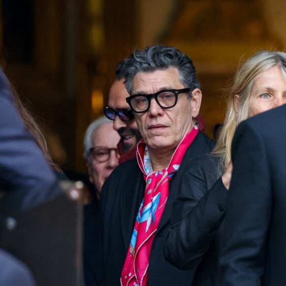 Marc Lavoine, Luc Duchêne - Sorties des obsèques du prince Jean-Stanislas Poniatowski en l'Eglise polonaise à Paris, France, le 29 avril 2024. © Jacovides-Moreau/Bestimage 