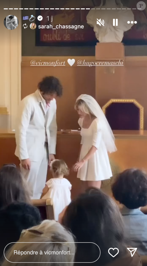 Photos du mariage de Victoria Monfort et Hugo Cremaschi le week-end du 25 mai à Paris.