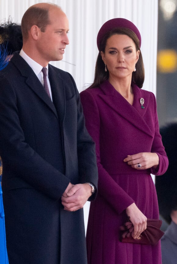 Comme l'a indiqué le palais de Buckingham, Kate Middleton ne participera pas à cet évènement
 
Le prince William, prince de Galles, et Catherine (Kate) Middleton, princesse de Galles - La famille royale et le gouvernement du Royaume Uni lors de la cérémonie d'accueil du président de l'Afrique du Sud, en visite d'état à Londres, Royaume Uni, le 22 novembre 2022. 