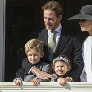 Andrea Casiraghi, Tatiana Santo Domingo, India Casiraghi, Alexandre Casiraghi présents au balcon lors des cérémonies de la fête nationale, Monaco Ville (Principauté de Monaco), le 19 novembre 2019. Photo par Marco Piovanotto/ABACAPRESS.COM