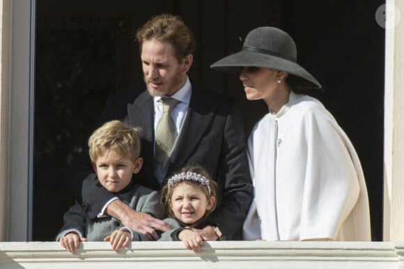 Andrea Casiraghi, Tatiana Santo Domingo, India Casiraghi, Alexandre Casiraghi présents au balcon lors des cérémonies de la fête nationale, Monaco Ville (Principauté de Monaco), le 19 novembre 2019. Photo par Marco Piovanotto/ABACAPRESS.COM