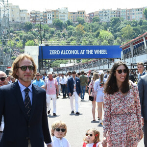 Le fils de la princesse Caroline, Andrea Casiraghi, et son épouse Tatiana Santo Domingo, avec leurs enfants Sacha et India, assistant au 75e Grand Prix de F1 de Monaco, à Monte-Carlo, Monaco, le 28 mai 2017. Photo par Laurent Zabulon/ABACAPRESS.COM