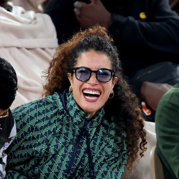 Djanis Bouzyani et Sabrina Ouazani dans les tribunes des Internationaux de France de tennis de Roland Garros 2024 à Paris, France, le 1er juin 2024. © Jacovides-Moreau/Bestimage 