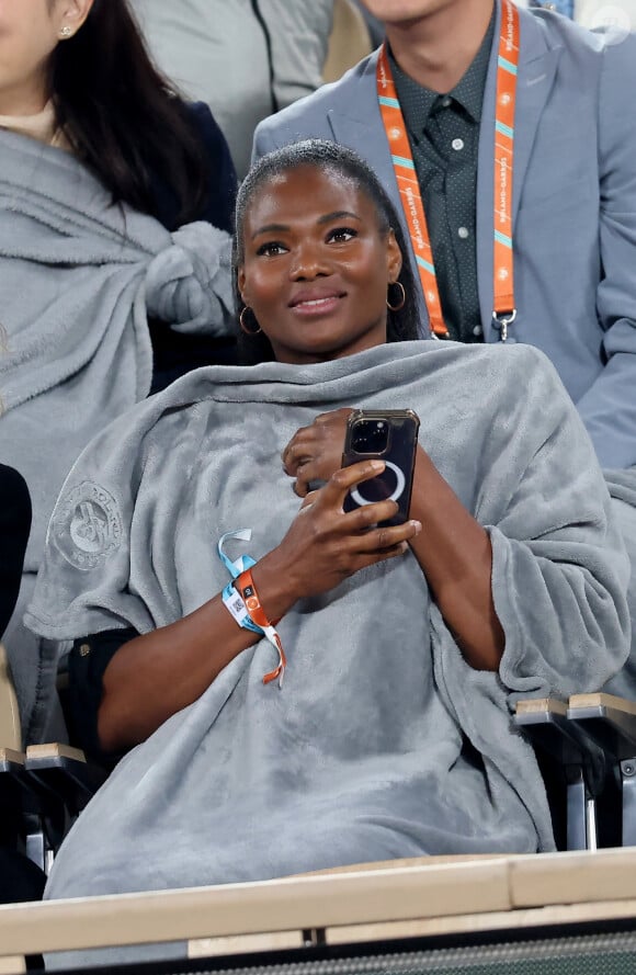 Muriel Hurtis dans les tribunes des Internationaux de France de tennis de Roland Garros 2024 à Paris, France, le 1er juin 2024. © Jacovides-Moreau/Bestimage 