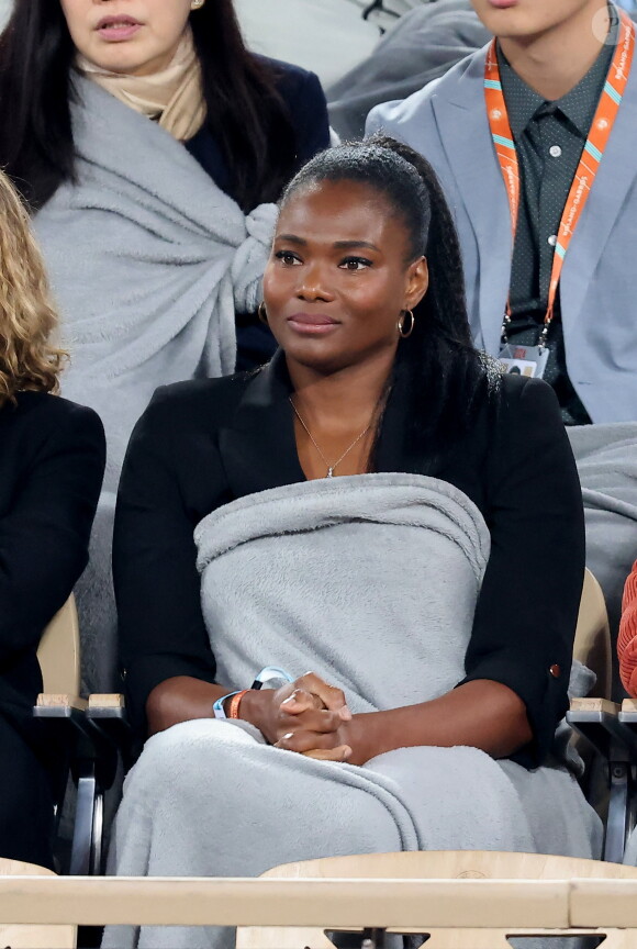 Muriel Hurtis dans les tribunes des Internationaux de France de tennis de Roland Garros 2024 à Paris, France, le 1er juin 2024. © Jacovides-Moreau/Bestimage 