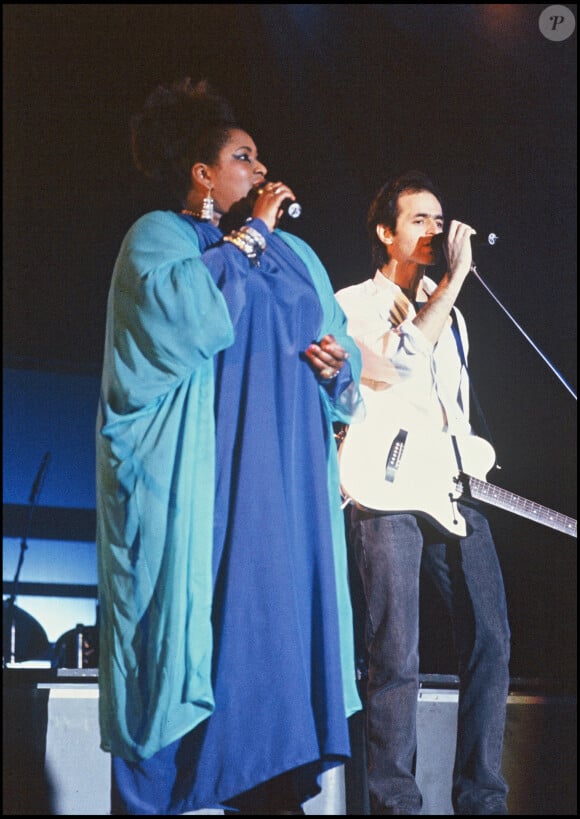 Carole Fredericks et Jean-Jacques Goldman sur scène