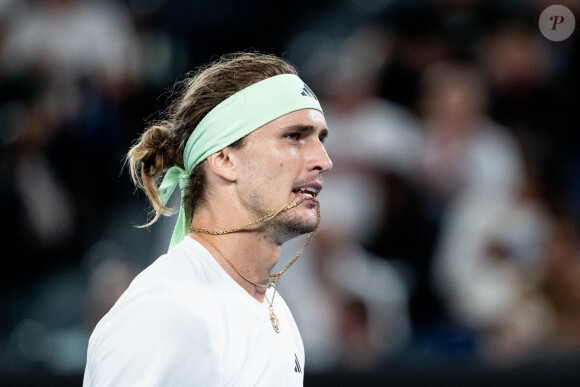 Alexander Zverev (GER) lors du quart de finale de l'Open d'Australie au Rod Laver Arena à Melbourne, Australie, le 25 janvier 2024. A. Zverev gagne 6-1, 6-3, 6-7 [2], 6-4. © Virginie Bouyer/Panoramic/Bestimage