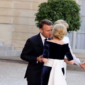 Emmanuel Macron, Jill Beden - Dîner d'état en l'honneur du président des Etats-Unis et sa femme au palais de l'Elysée à Paris, à l'occasion de leur visite officielle en France. Le 8 juin 2024 © Jacovides-Moreau / Bestimage 