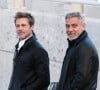 Brad Pitt et George Clooney, amis dans la vie, habitent très près l'un de l'autre dans le sud de la France.
Brad Pitt et George Clooney sur le tournage du film "Wolves" à New York. 