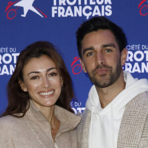 Rachel Legrain-Trapani (Miss France 2007) avec son fiancé Valentin Léonard - Prix de France Speed Race 2024 à l'Hippodrome de Vincennes le 11 février 2024. © Marc Ausset-Lacroix/Bestimage