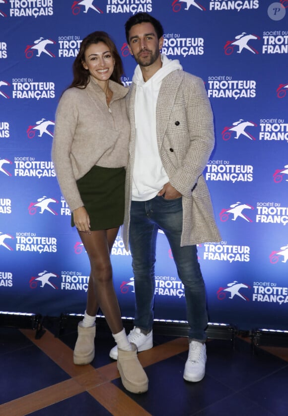 Rachel Legrain-Trapani (Miss France 2007) avec son fiancé Valentin Léonard - Prix de France Speed Race 2024 à l'Hippodrome de Vincennes le 11 février 2024. © Marc Ausset-Lacroix/Bestimage