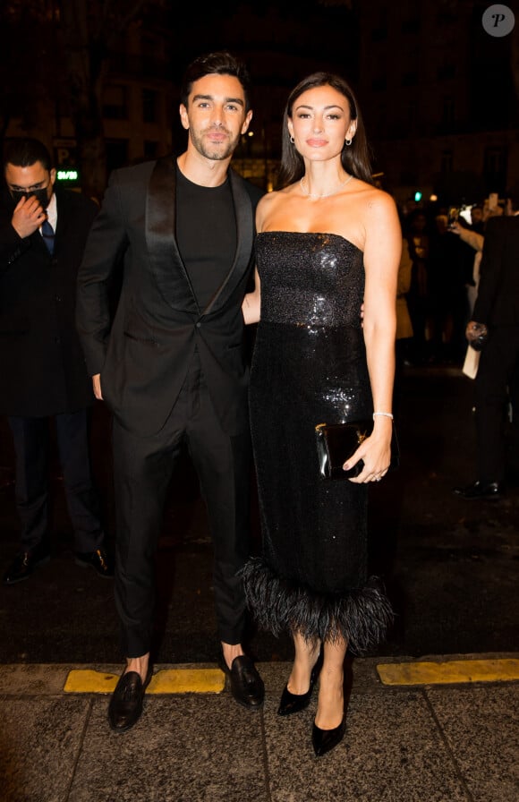 Exclusif - Rachel Legrain-Trapani (Miss France 2007) et son compagnon Valentin LÈonard - Arrivées lors de la 10ème édition du "Global Gift Gala 2021" à l'hôtel Four Seasons Hotel George V à Paris le 30 octobre 2021. © Tiziano da Silva/Bestimage 