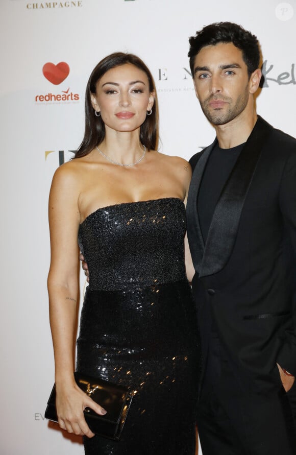 Rachel Legrain-Trapani (Miss France 2007) et son compagnon Valentin Léonard - Photocall de la 10ème édition du "Global Gift Gala 2021" à l'hôtel Four Seasons Hotel George V à Paris le 30 octobre 2021. © Marc Ausset Lacroix/Bestimage 