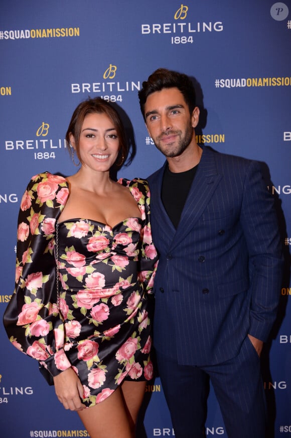 Valentin Léonard et sa compagne Rachel Legrain-Trapani (Miss France 2007) lors de la soirée de réouverture de la boutique "Breitling", située rue de la Paix. Paris, le 3 octobre 2019. © Rachid Bellak/Bestimage 