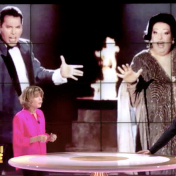 Exclusif - Captures d'écran - Les Chevaliers du Fiel lors de l'enregistrement de l'émission "Les grands du rire", présentée par Bernard Montiel et Karen Cheryl, et diffusée le 15 juin sur C8