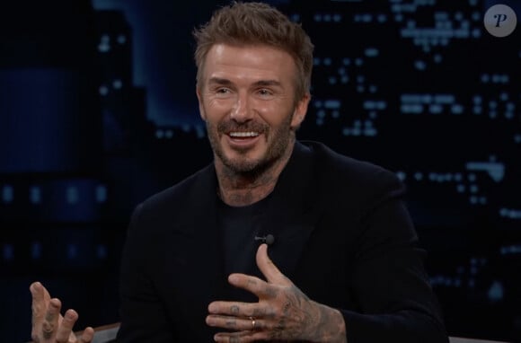 David Beckham pendant l'émission de Jimmy Kimmel, le 10 mai 2024