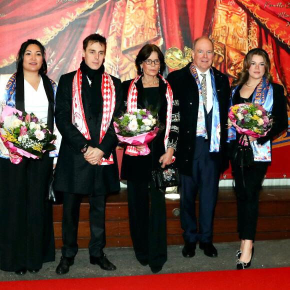 No Tabloïds - Louis Ducruet et sa femme Marie, la princesse Stéphanie de Monaco, le prince Albert II et Camille Gottlieb lors de la remise de prix de la 46ème édition du festival international du cirque de Monte-Carlo le 23 janvier 2024. © Jean-François Ottonello / Nice Matin via Bestimage  No Tabloïds prize-giving ceremony for the 46th Monte-Carlo International Circus Festival on 23 January 2024.