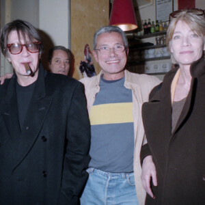 Archives - Jacques Dutronc, Jean-Marie Périer et Françoise Hardy - Exposition "Jean-Marie Périer", Carte blanche du magazine Elle, à Paris. En 1990 © Jean-Claude Woestelandt / Bestimage