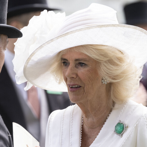 Camilla Parker Bowles, reine consort d'Angleterre, à Ascot, le 20 juin 2024. Credit: GoffPhotos.com