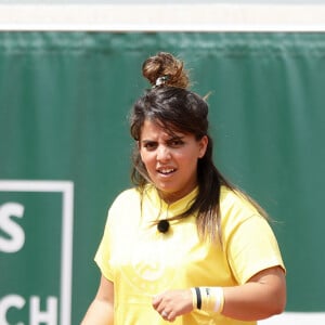 Inès Reg lors de la finale de la saison 3 de "Stars, Set et Match" au profit d'associations caritatives en marge des Internationaux de France de tennis à Roland Garros à Paris, France, le 10 juin 2021. © Dominique Jacovides/Bestimage