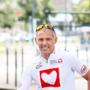 Exclusif - Paul Belmondo - Portraits des personnalités à la veille de l'étape du coeur de l'association Mécénat Chirurgie Cardiaque (MCC) lors du Tour de France 2024 à Dijon, France, le 4 juillet 2024. © Christophe Clovis/Bestimage 