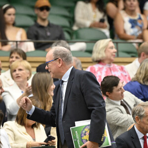 Madame Melanie Antoinette de Massy president du Monte Carlo Country Club et SAS Prince ALbert II de Monaco dans la Royal Box au tournoi de Wimbledon à Londres, Royaume Uni, le 8 juillet 2024. © Chryslene Caillaud/Panoramic/Bestimage