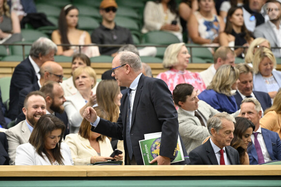 Madame Melanie Antoinette de Massy president du Monte Carlo Country Club et SAS Prince ALbert II de Monaco dans la Royal Box au tournoi de Wimbledon à Londres, Royaume Uni, le 8 juillet 2024. © Chryslene Caillaud/Panoramic/Bestimage