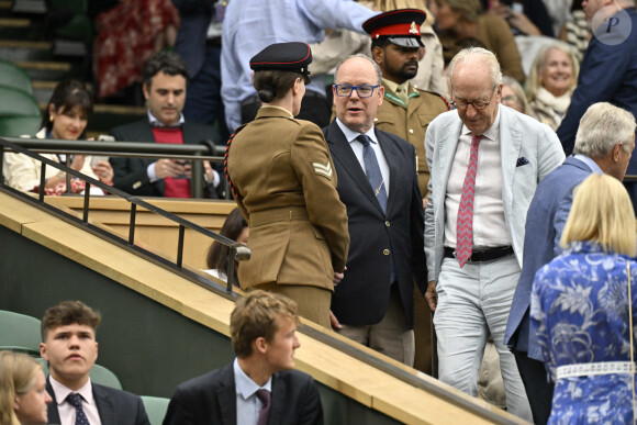 Madame Melanie Antoinette de Massy president du Monte Carlo Country Club et SAS Prince ALbert II de Monaco dans la Royal Box au tournoi de Wimbledon à Londres, Royaume Uni, le 8 juillet 2024. © Chryslene Caillaud/Panoramic/Bestimage