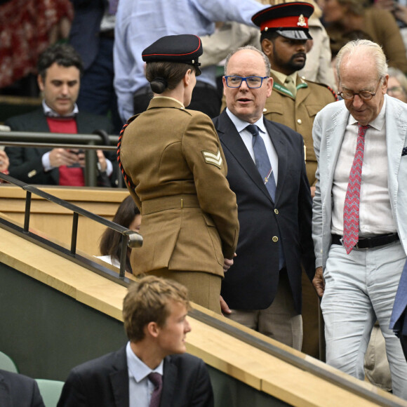 Madame Melanie Antoinette de Massy president du Monte Carlo Country Club et SAS Prince ALbert II de Monaco dans la Royal Box au tournoi de Wimbledon à Londres, Royaume Uni, le 8 juillet 2024. © Chryslene Caillaud/Panoramic/Bestimage