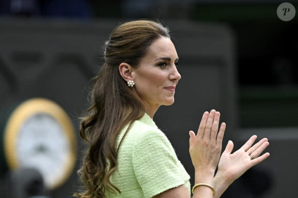 Kate Middleton sera-t-elle présente à Wimbledon à la fin de la semaine ? 
Catherine (Kate) Middleton, princesse de Galles, lors de la finale femme du tournoi de Wimbledon à Londres