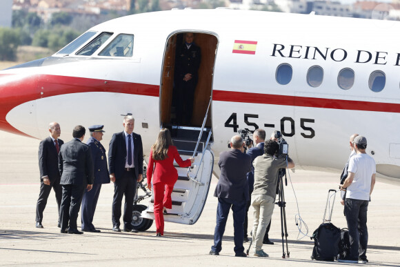 La princesse Leonor d'Espagne à son arrivée à l'aéroport de Madrid, à l'occasion de son premier voyage officiel, seule, au Portugal. Le 12 juillet 2024 
