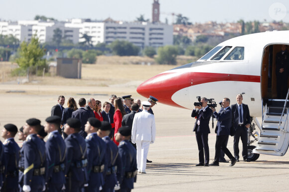 La princesse Leonor d'Espagne à son arrivée à l'aéroport de Madrid, à l'occasion de son premier voyage officiel, seule, au Portugal. Le 12 juillet 2024 